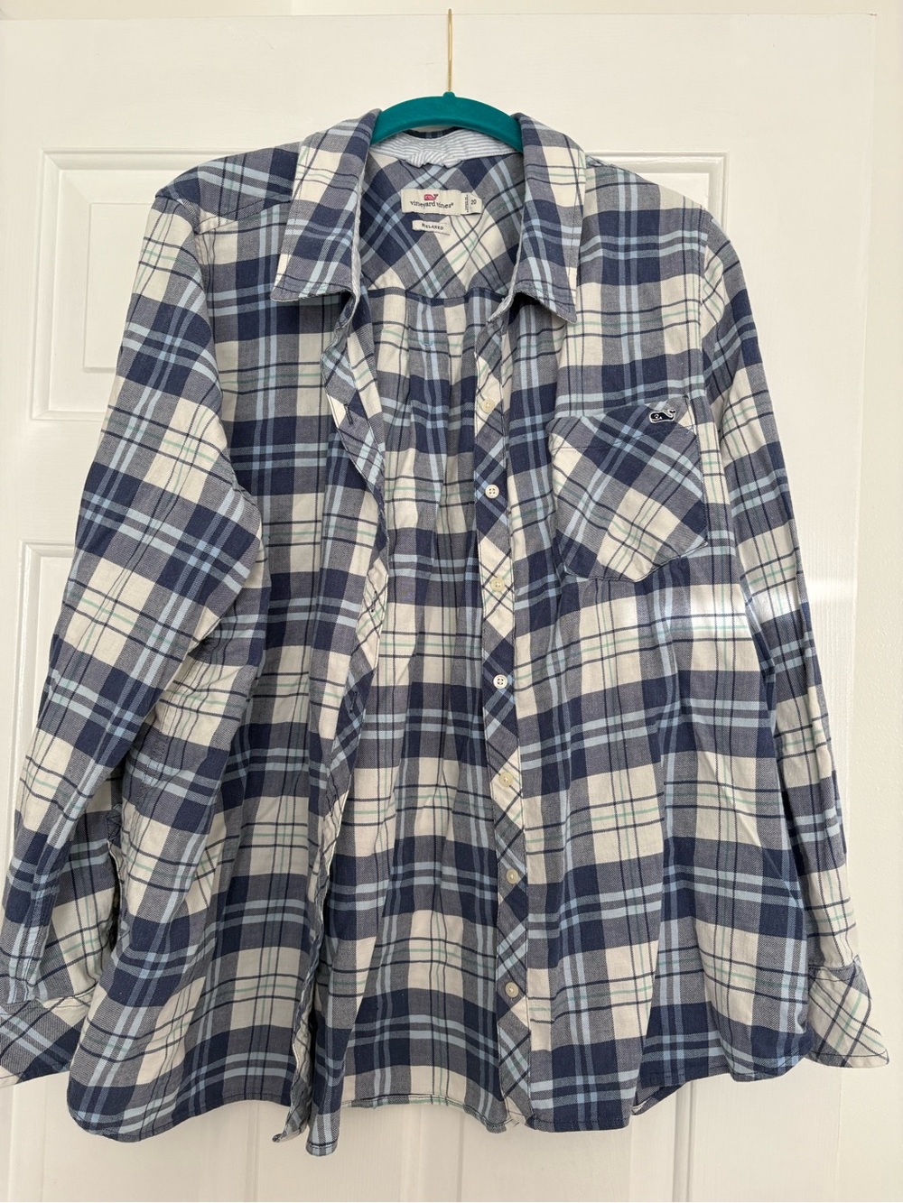 Vinyard Vines -Size 20- Blue & White Plaid Button-Up Shirt